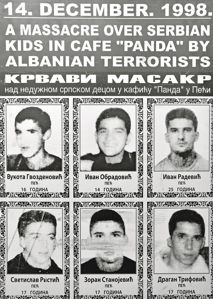 sestoro ubijenih srpskih mladica u kaficu panda u peci borba arhiva 1998